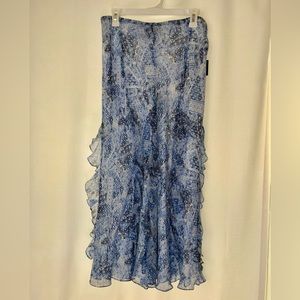 NWT LAUREN Ralph Lauren 100% Silk Shell Skirt with Ruffles